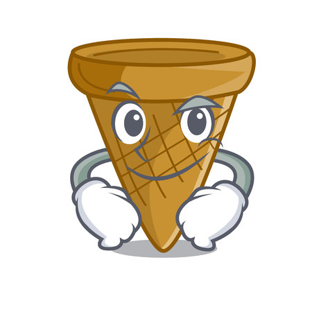 Smirking cartoon ice cream wafer cone vector illustrationのイラスト素材