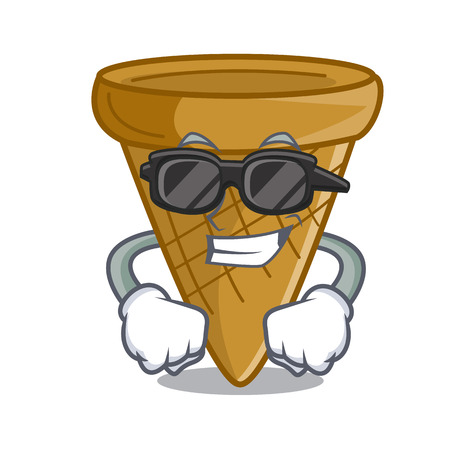 Super cool cartoon ice cream wafer cone vector illustrationのイラスト素材