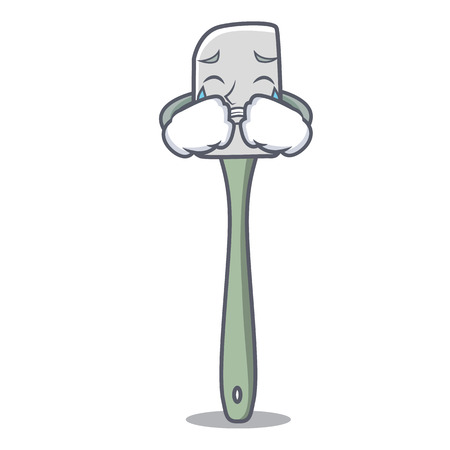 Crying cooking tool silicone spatula mascot cartoon vector illustrationのイラスト素材