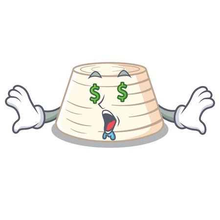 Money eye fresh ricotta cheese on mascot cartoon vector illustrationのイラスト素材