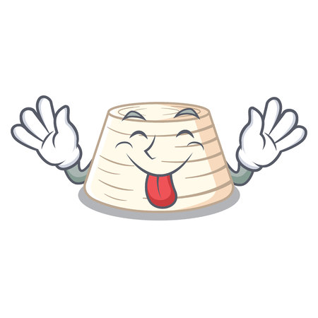 Tongue out fresh ricotta cheese on mascot cartoon vector illustrationのイラスト素材