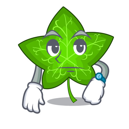 Waiting mascot cartoon beautiful ivy leaf plant vector illustrationの写真素材