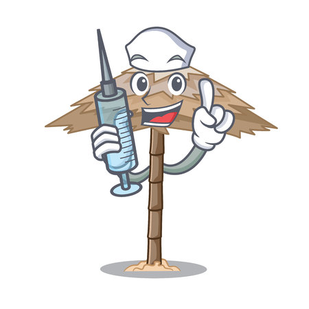 Nurse character tropical sand beach shelter resort vector illustrationのイラスト素材