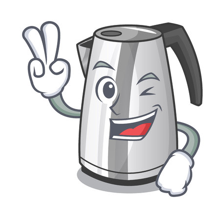 Two finger plastic electric kettle isolated on cartoon vector illustrationのイラスト素材