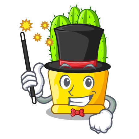 Magician cereus cactus with flower buds cartoon vector illustrationのイラスト素材