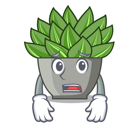 Afraid cartoon echeveria cactus plant at winter vector illustrationのイラスト素材