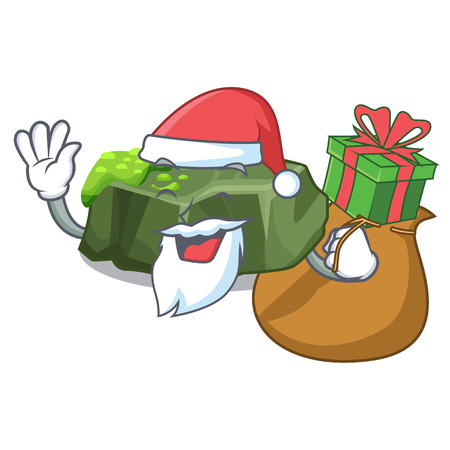 Santa with gift green rock moss isolated on cartoon vector illustrationのイラスト素材