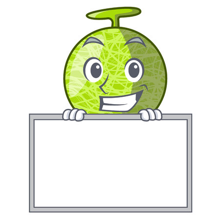 Grinning with board fresh melon isolated on character cartoon vector illustrationのイラスト素材