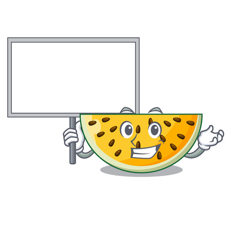 Bring board fresh yellow watermelon on character cartoon vector illustrationのイラスト素材
