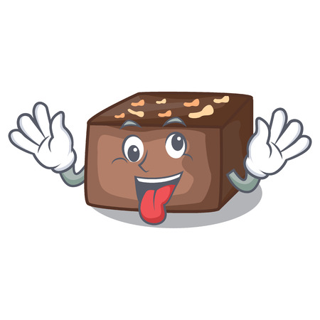 Crazy slice almond chocolate cake isolated on mascot vector illustrationのイラスト素材