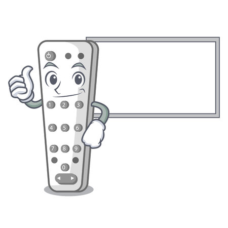Thumbs up with board character remote control for media center vector illustrationのイラスト素材