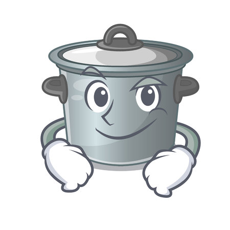 Smirking cartoon cookware stock pot in kitchen vector illustrationの写真素材
