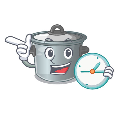 With clock cartoon cookware stock pot in kitchen vector illustrationの写真素材