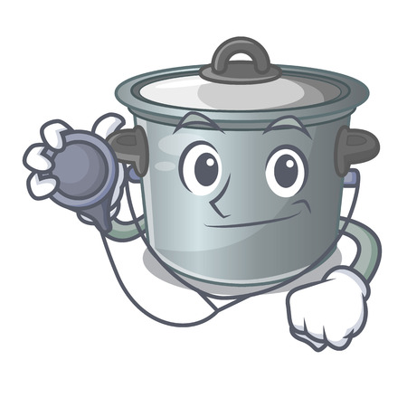 Doctor stock pot on wooden table cartoon vector illustrationの写真素材