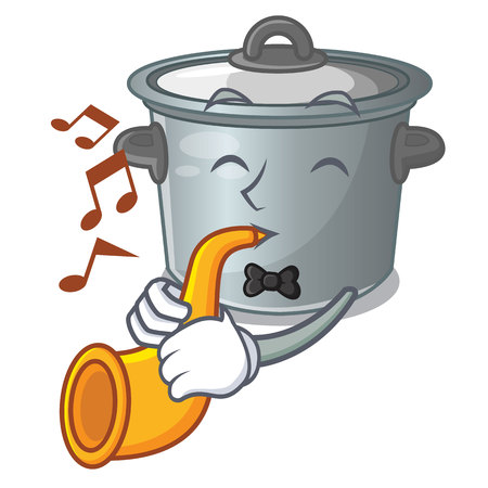 With trumpet cartoon stock pot used cooking food vector illustrationのイラスト素材