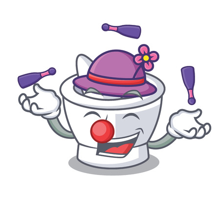 Juggling mortar mascot cartoon style vector illustrationのイラスト素材