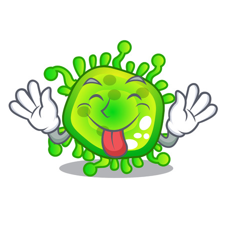 Tongue out virus cells bacteria microbe isolated mascot vector illustrationのイラスト素材