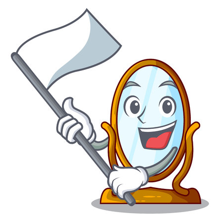 With flag big dressing mirror isolated on mascotのイラスト素材