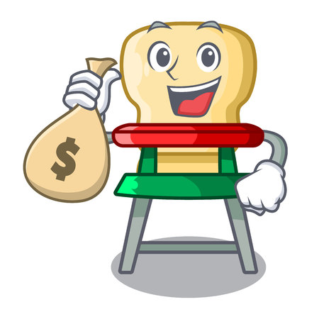 With money bag character baby eat on highchair indoors vector illustrationのイラスト素材