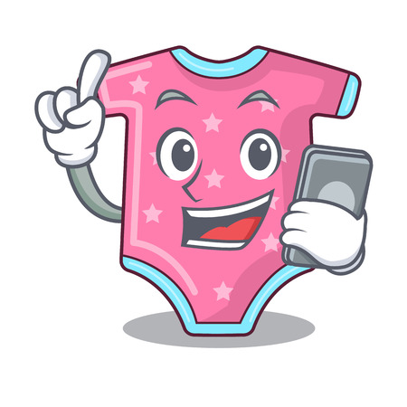 With phone character baby clothes hanging on clothesline vector illustrationのイラスト素材