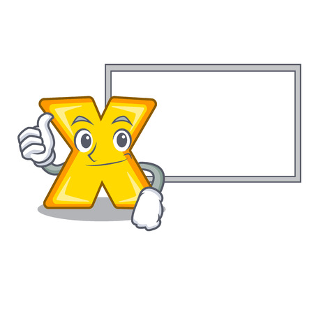 Thumbs up with board character cartoon multiply signのイラスト素材