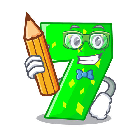 Student number seven sign on door cartoon vector illustrationのイラスト素材