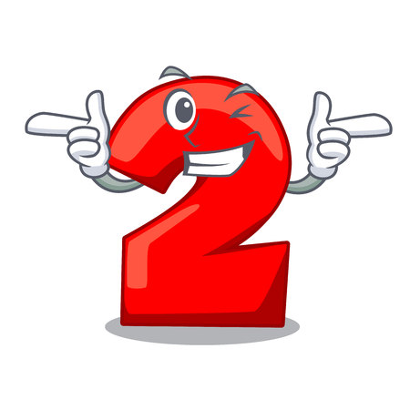 Wink character number two on wooden door vector illustrationのイラスト素材
