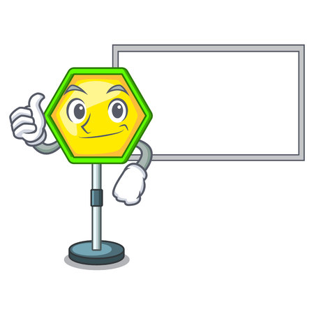 Thumbs up with board character traffic sign regulatory and warningのイラスト素材
