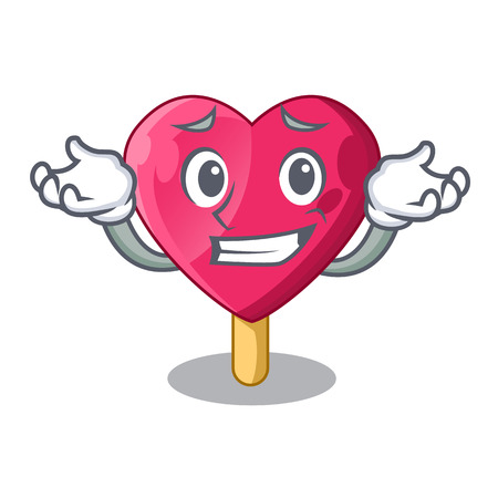 Grinning heart character ice cream on candyのイラスト素材