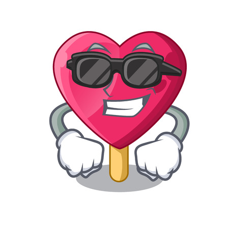 Super cool heart character ice cream on candyのイラスト素材