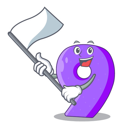 With flag paper cut number Nine letter mascot vector illustrationのイラスト素材
