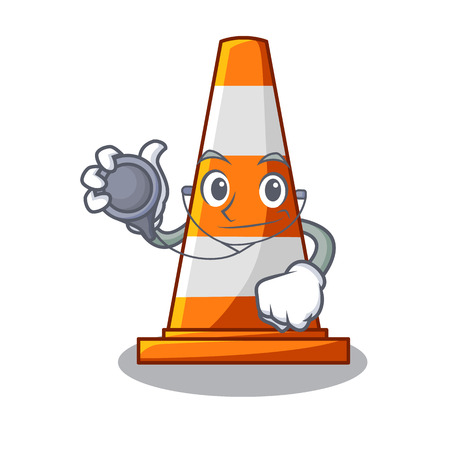 Doctor traffic cone on road cartoon shape vector illustrationのイラスト素材