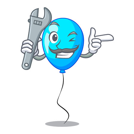 Mechanic blue balloon bunch design on cartoon vector illustartionのイラスト素材
