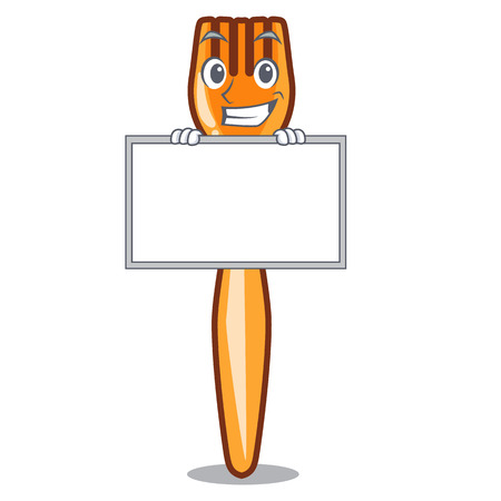 Grinning with board fork on shape plastic character beautiful vector illustartionのイラスト素材