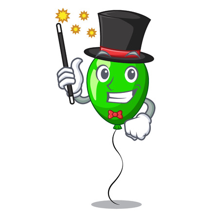 Magician green balloon on character plastic stick vector illustrationのイラスト素材