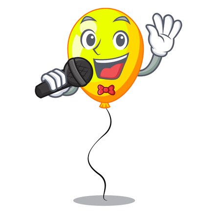 Singing character yellow balloon ticket on holiday vector illustrationのイラスト素材