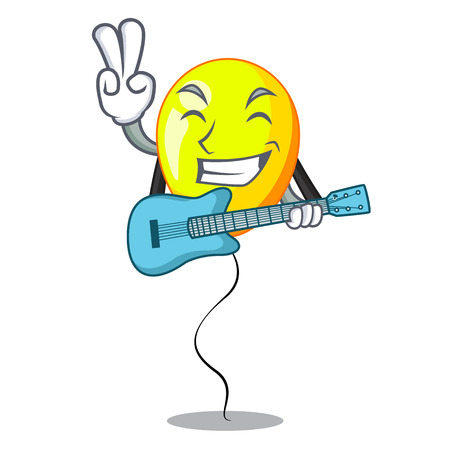 With guitar character yellow balloon ticket on holiday vector illustrationのイラスト素材