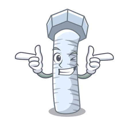 Wink Metal bolt that isolated on mascot vector illustrationのイラスト素材