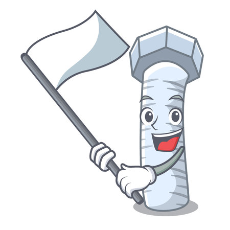 With flag cartoon bolts closeup on the car vector illustrationのイラスト素材