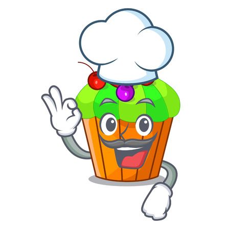 Chef ice cream sundae cupcakes on character vector illustrationのイラスト素材