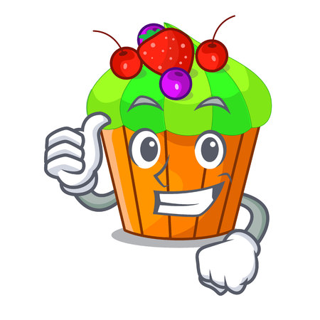 Thumbs up ice cream sundae cupcakes on character vector illustrationのイラスト素材