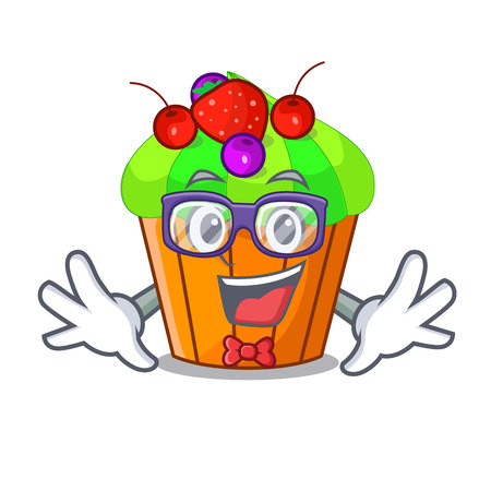 Geek ice cream sundae cupcakes on character vector illustrationのイラスト素材