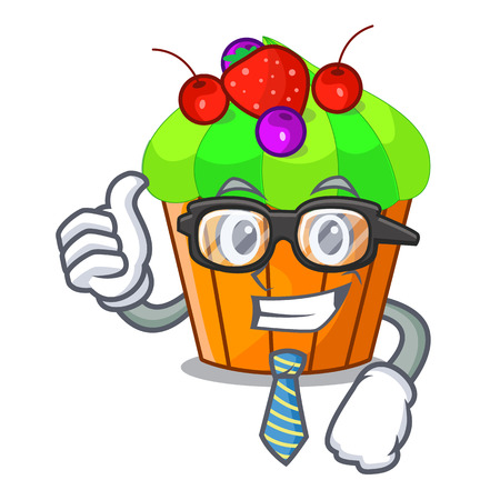 Businessman ice cream sundae cupcakes on character vector illustrationのイラスト素材