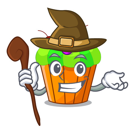 Witch black currant cupcake isolated on mascot vector illustrationのイラスト素材