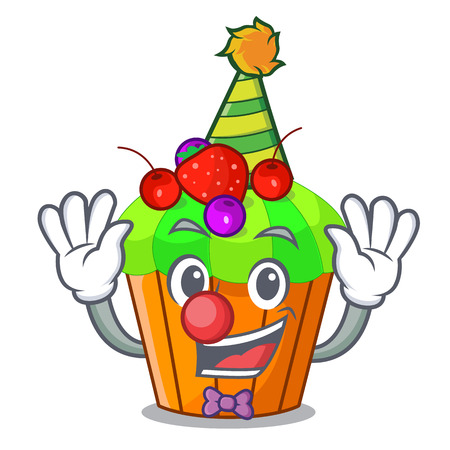 Clown tasty lemon capcake with cartoon funny vector illustrationのイラスト素材