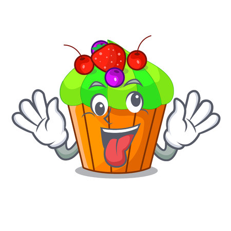 Crazy tasty lemon capcake with cartoon funny vector illustrationのイラスト素材