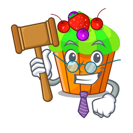 Judge tasty lemon capcake with cartoon funny vector illustrationのイラスト素材