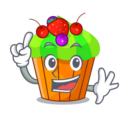 Finger tasty lemon capcake with cartoon funny vector illustrationのイラスト素材
