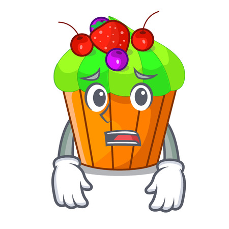 Afraid black currant cupcake isolated on mascot vector illustrationのイラスト素材