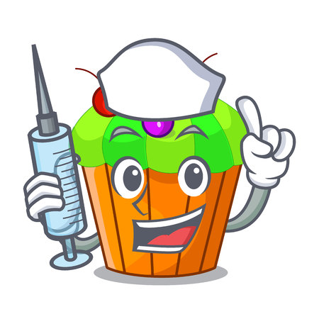 Nurse ice cream sundae cupcakes on character vector illustrationのイラスト素材